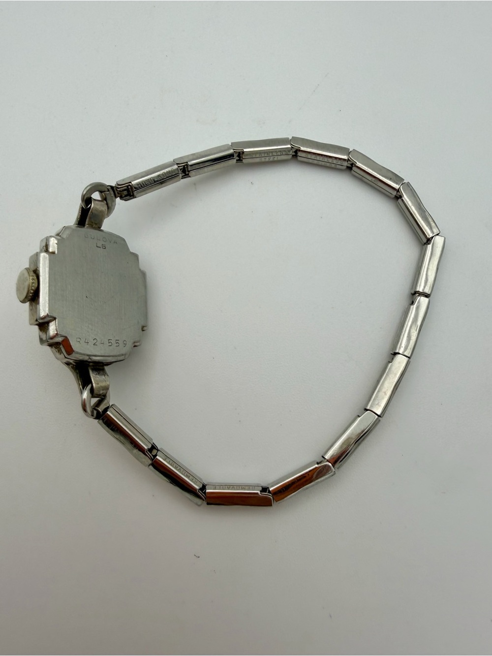1955 Bulova Silver-Tone Ladies Pendant wind-up Watch with Rectangular Dial - Picture 4 of 5